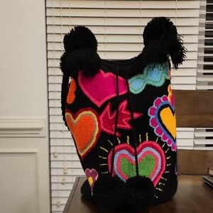 Colorful Heart Patterned Wayuu Bag.